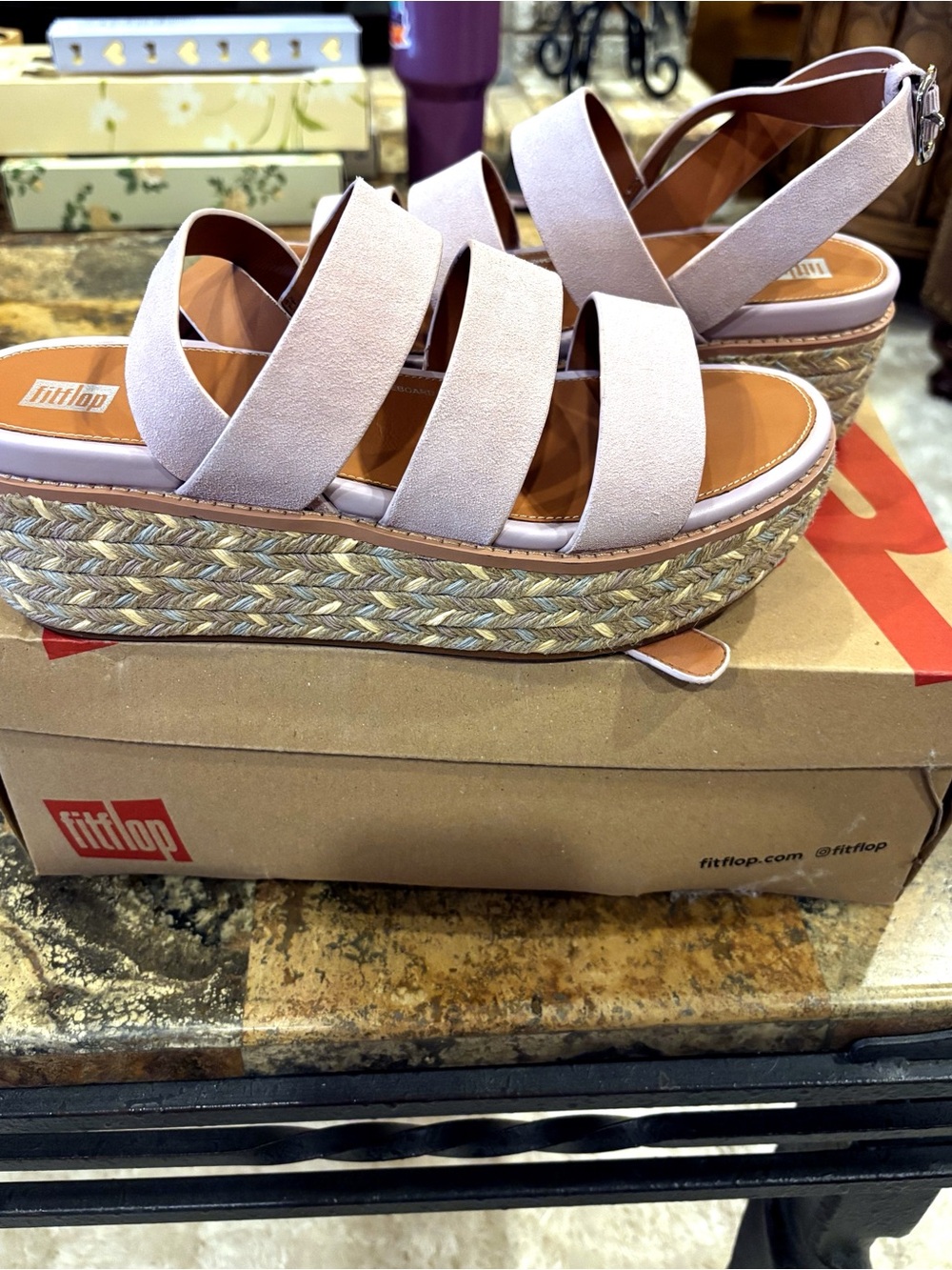 FitFlop Blush Pink Espadrille Wedge Sandals